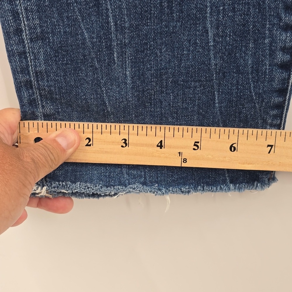 Express Jeans Womens 4 High Waisted Straight Leg Distressed Raw Hem Blue - Picture 6 of 13